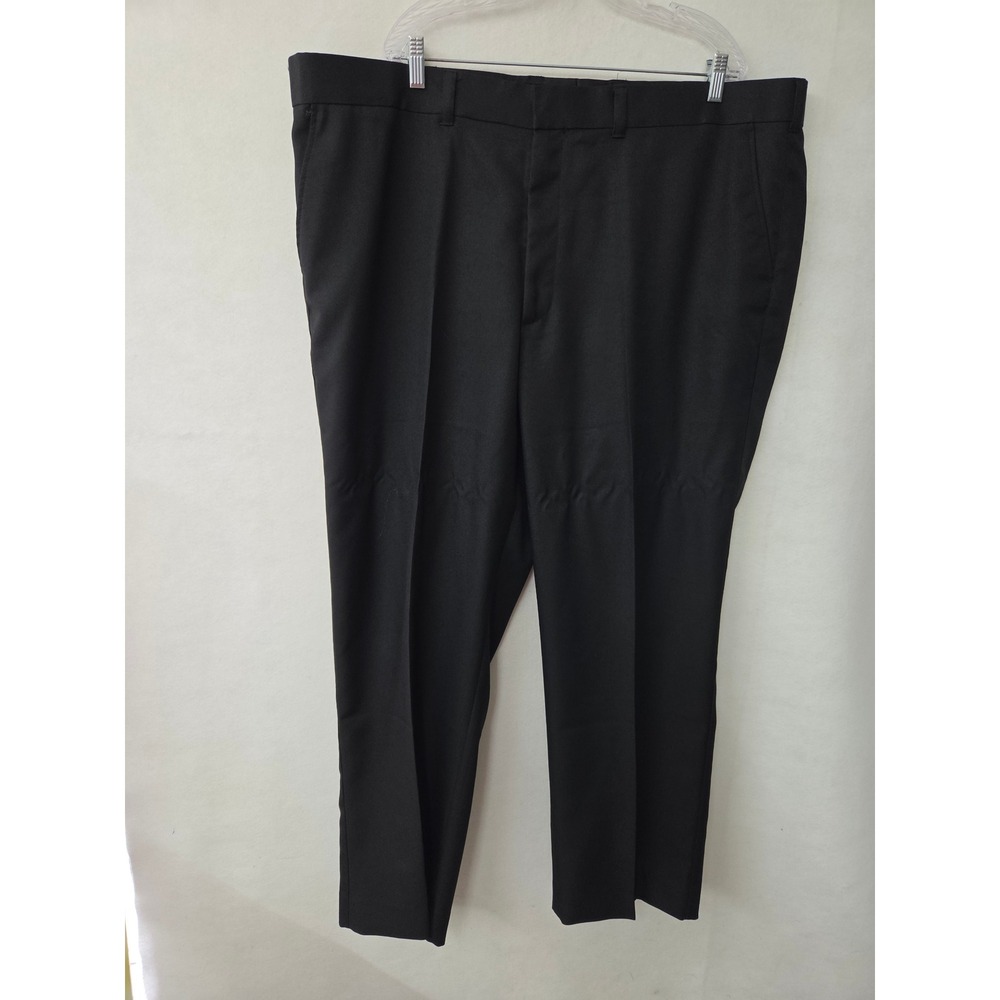 CM Silver Edition Men Black Flat Front Dress Pants Slacks 50x32 Polyester Office - Picture 1 of 10